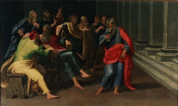 St. John drikker fra den forgiftede kalken av Girolamo Mazzola Bedoli