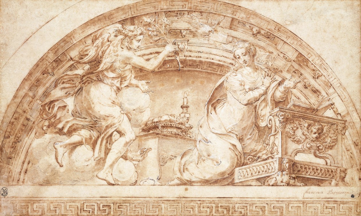 The Annunciation: A Design for a Lunette, av Girolamo Mazzola Bedoli