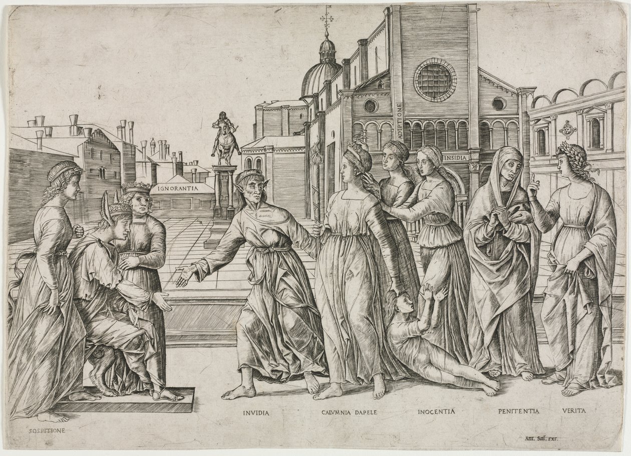 Calumny of Apelles av Girolamo Mocetto