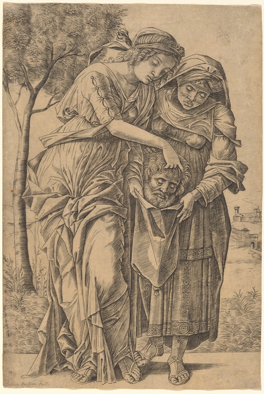 Judith med sjefen for Holofernes av Girolamo Mocetto after Andrea Mantegna