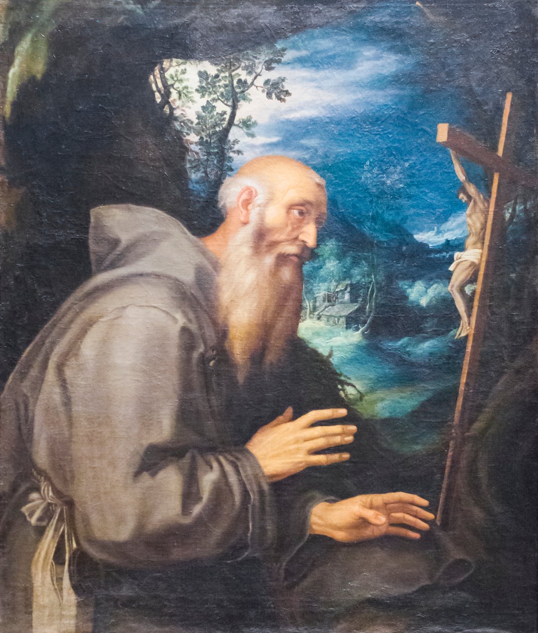 En hellig eremitt (olje på lerret) av Girolamo Muziano