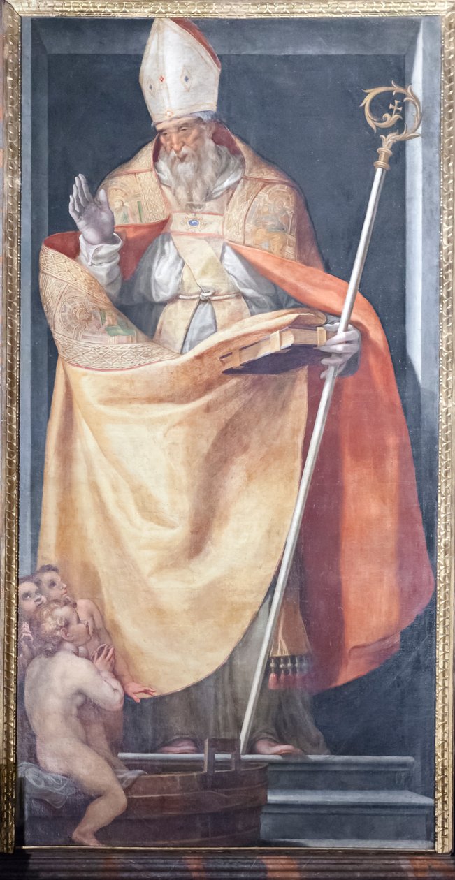 St Nicholas og de tre barna av Girolamo Muziano