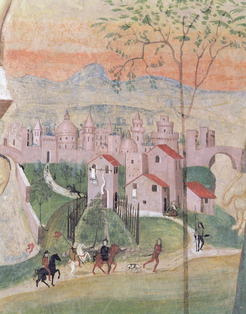 Utsikt over Prato City, detalj fra korsfestelsen, fra Kapittelhuset, 1509 av Girolamo Ristori