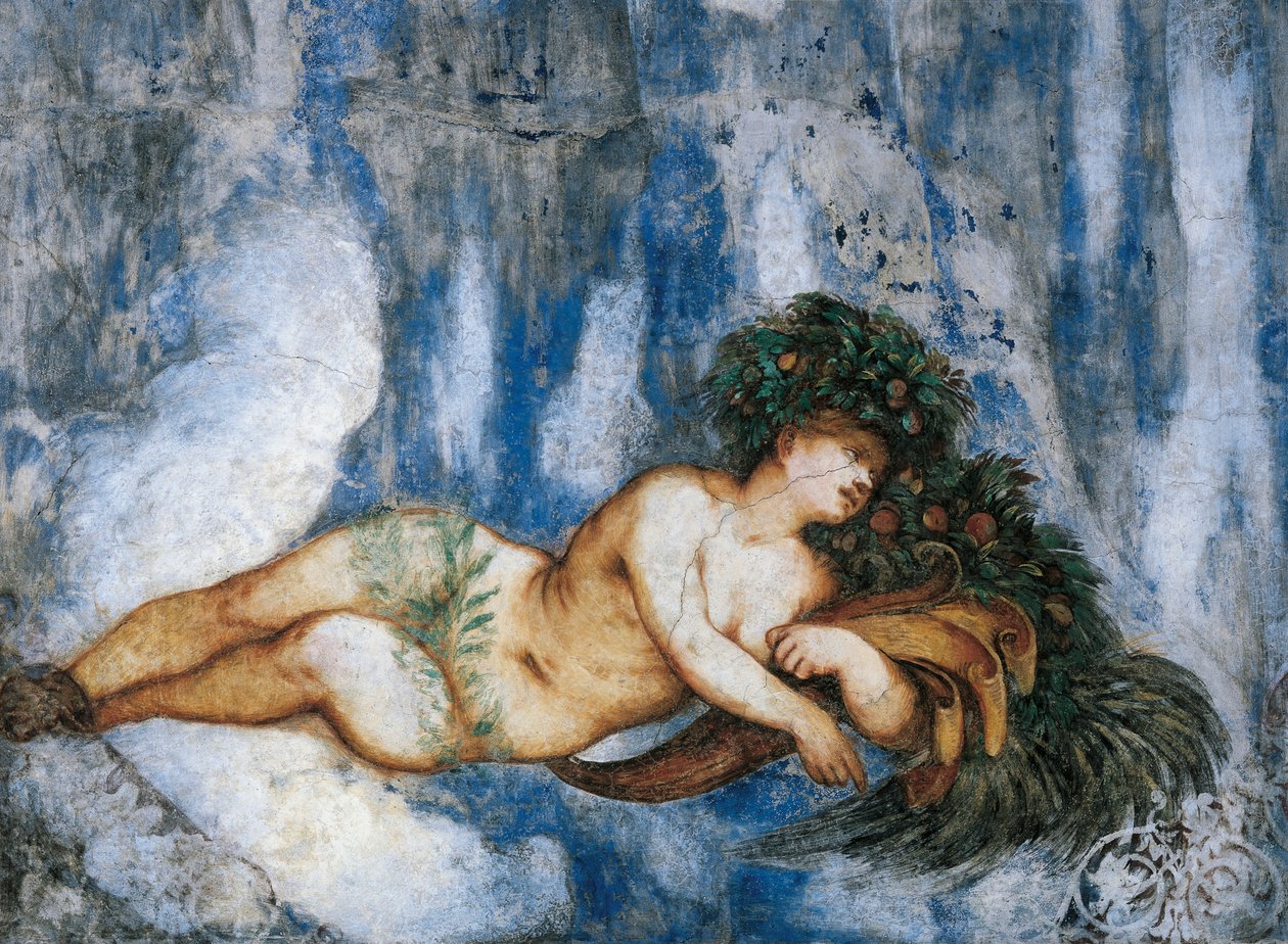 Allegory of Summer, Detalj av fresker av Girolamo Romanino (ca 1484-etter 1559), på oppdrag av Bernardo Clesio av Girolamo Romanino