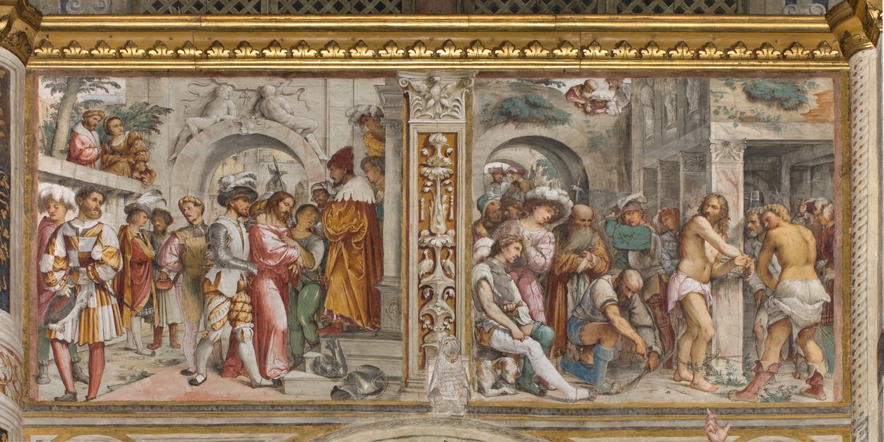 Central Aave, Fifth South Span, Christ before Pilatus, Flagelation of Christ, Jerome Romanino av Girolamo Romanino