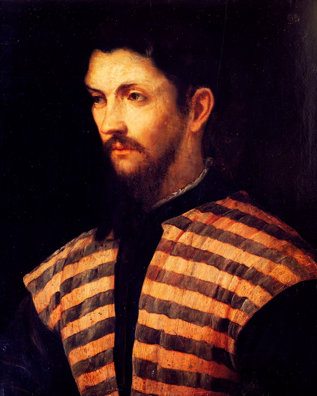 Portrait of a Man, av Girolamo Romano (1485-1560), olje på lerret. av Girolamo Romanino