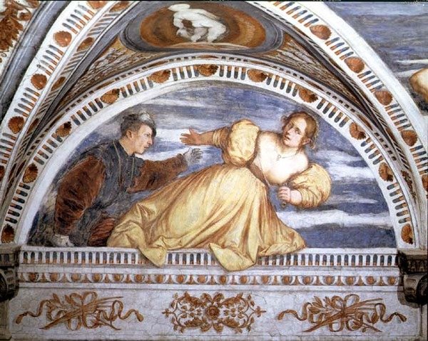 Tarquin og Lucretia, lunette av Girolamo Romanino