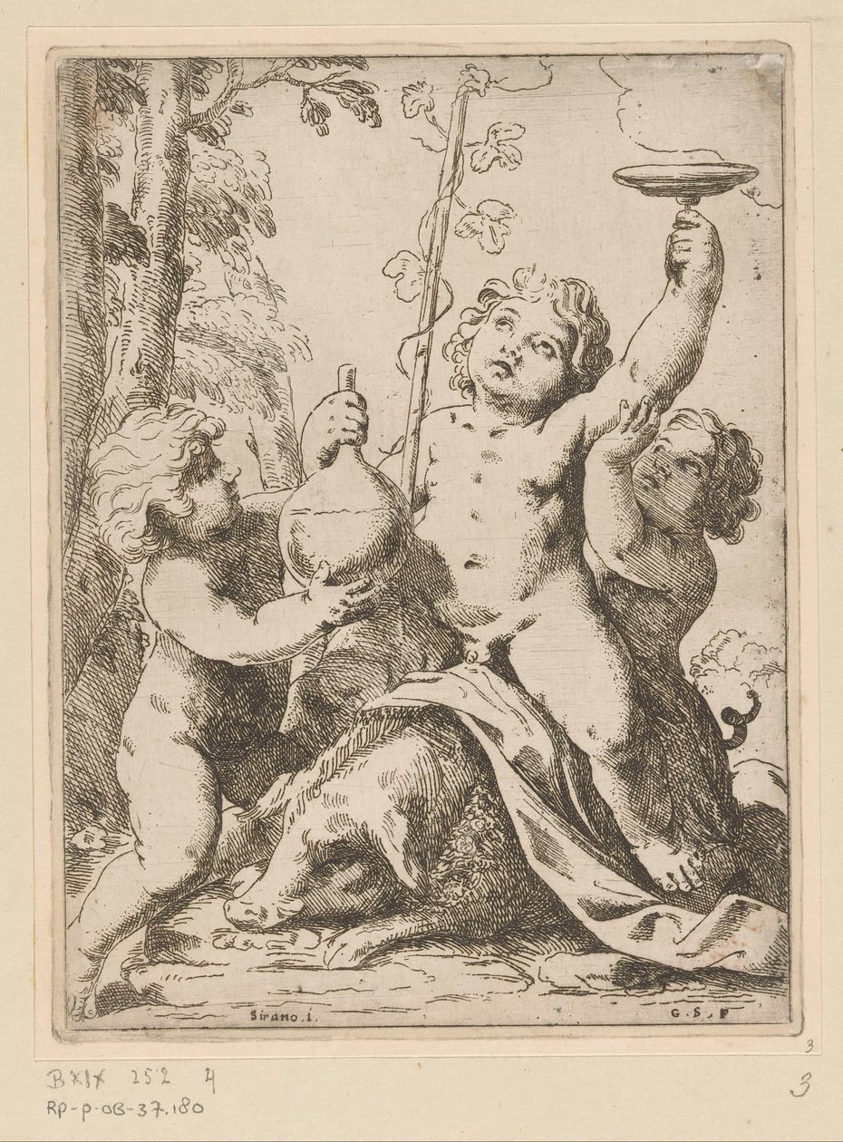 Bacchanal med tre ungdommer av Girolamo Scarselli