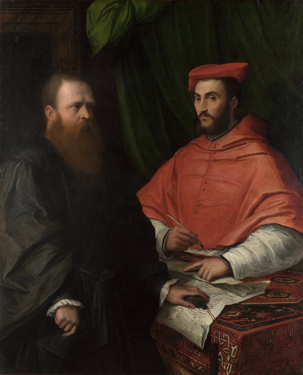 Kardinal Ippolito de Medici og Monsignor Mario Bracci, etter 1532 av Girolamo da Carpi