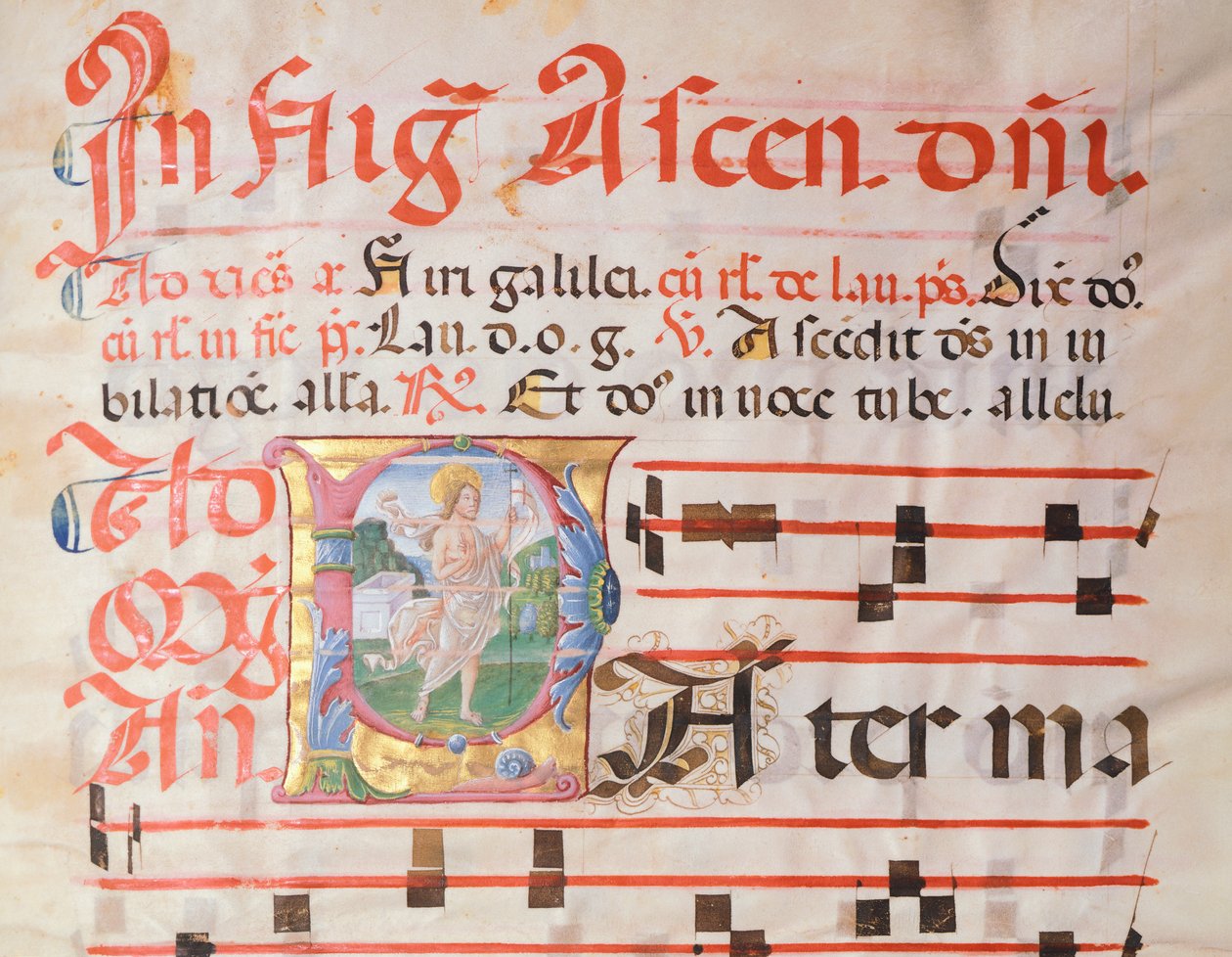 Opplyst side fra et middelaldersk psalterium, av Girolamo av Cremona. av Girolamo da Cremona