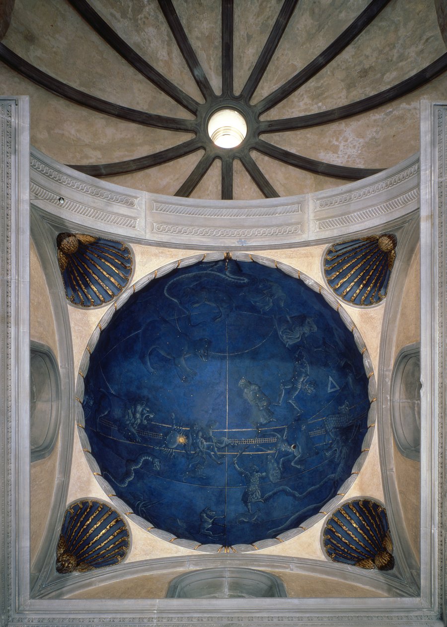 Solens vei gjennom stjernene natten til den 4. juli 1442, fra soffitten over alteret, ca. 1430 av Giuliano dArrighi Pesello