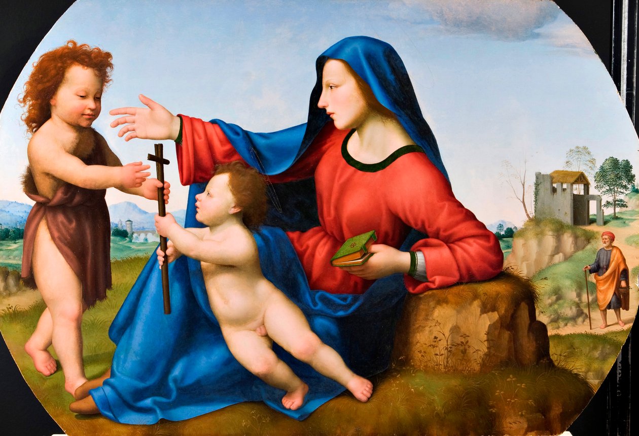 Madonna og barn med den unge døperen Johannes. av Giuliano Bugiardini