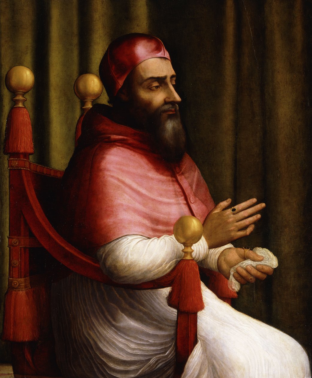 Portrett av pave Clemens VII, sittende tre fjerdedels lengde, av Giuliano Bugiardini