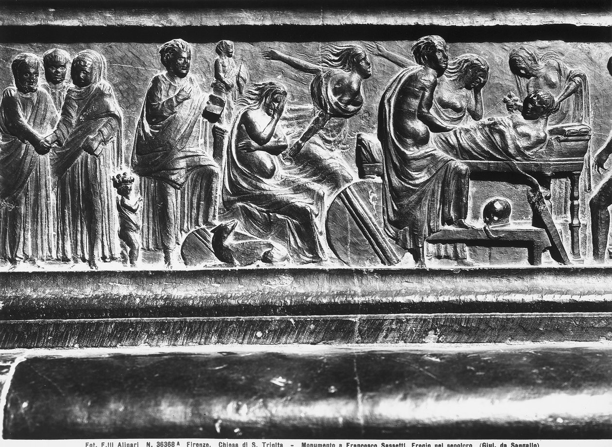 Relieff fra monumentet til Francesco Sassetti, Santa Trinita, Firenze, ca. 1472-1516 (marmor) av Giuliano Giamberti da Sangallo