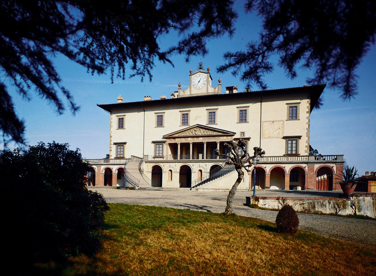 Villa Medicis (Medici Villa); Utsikt over Villa Ambra a Poggio a Caiano startet i 1485 på et prosjekt av Giuliano da Sangallo. av Giuliano Giamberti da Sangallo