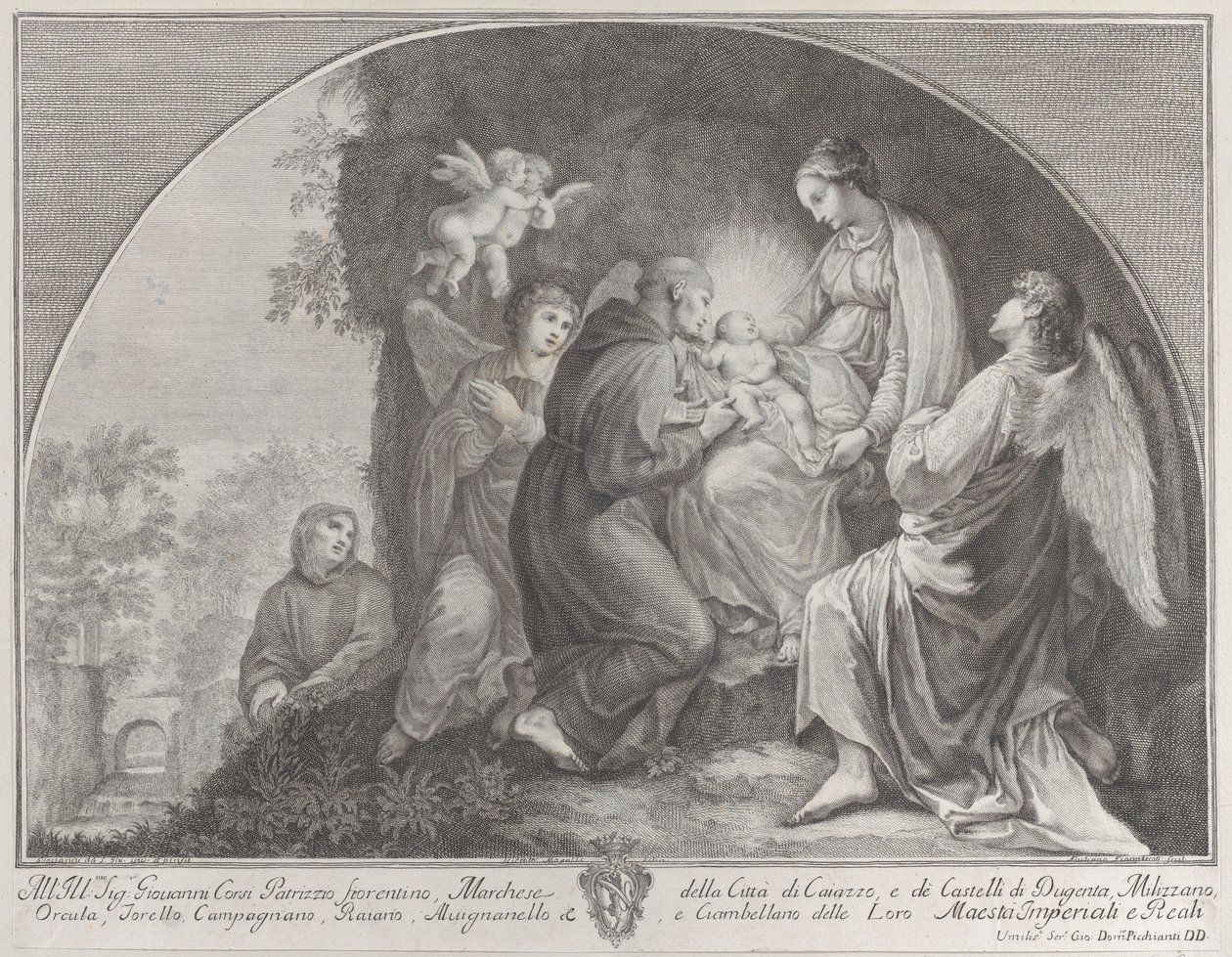 Tilbedelse av Kristus av Saint Francis, 1723-59. av Giuliano Giampiccoli