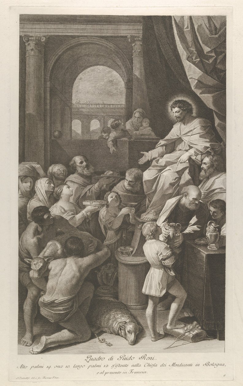 Den hellige Job satt til høyre og mottok gaver fra folket..., ca. 1760-1800. av Giuliano Traballesi