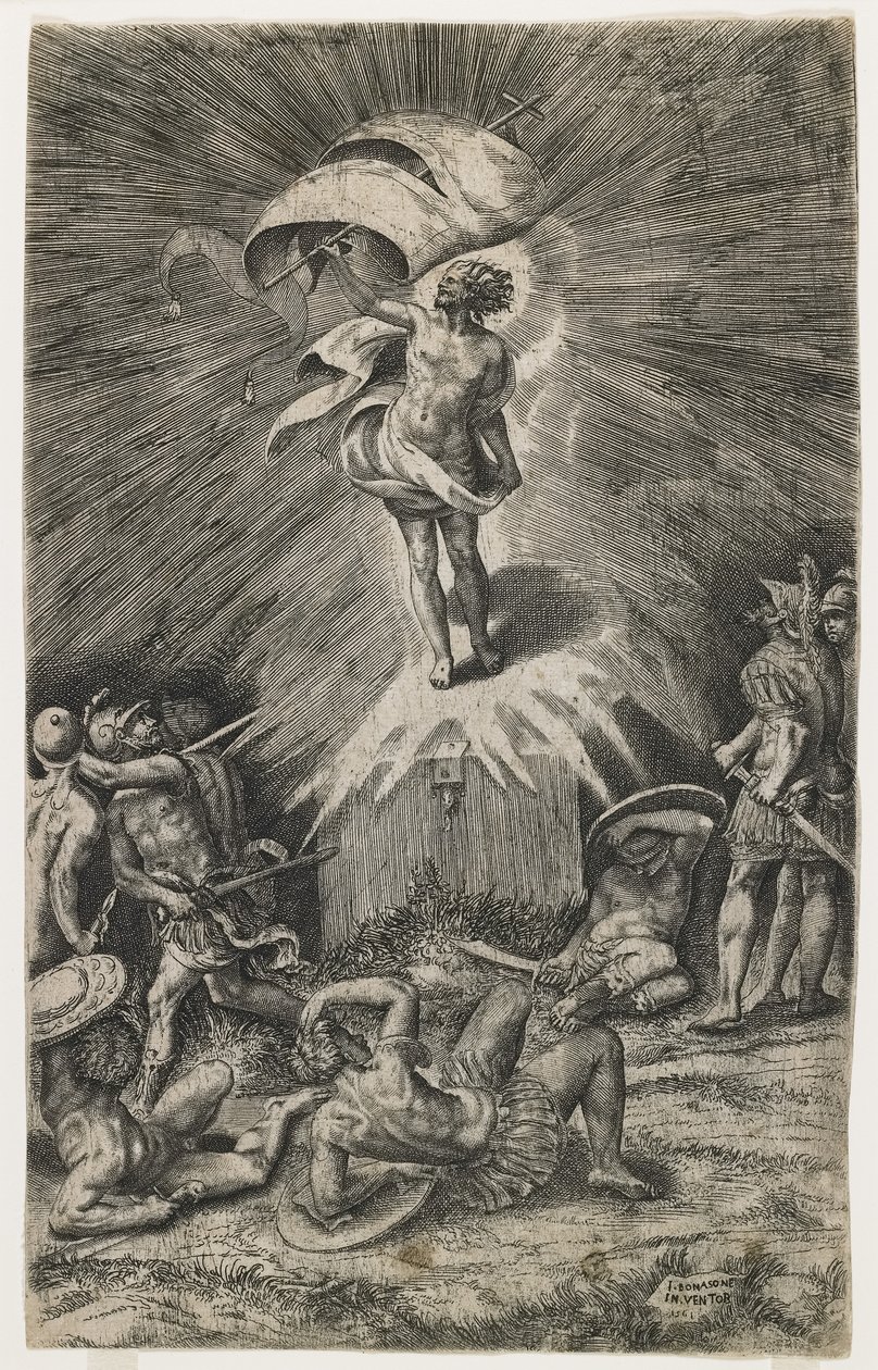 Oppstandelsen, 1561 av Giulio Bonasone