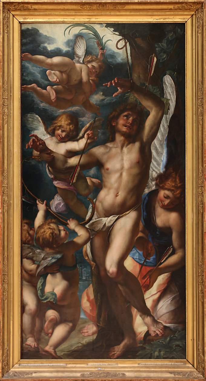 Den hellige Sebastian reddet av englene av Giulio Cesare Procaccini
