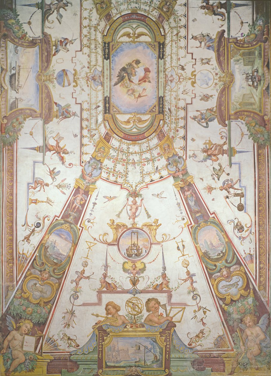 Takpanel fra Stanzino delle Matematiche (fresko med tempera) (se 254070-254071 og 254073) av Giulio Parigi
