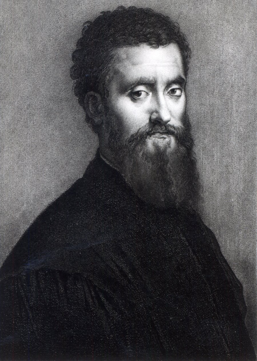 Selvportrett, gravert av Jean-Louis Potrelle av Giulio Romano