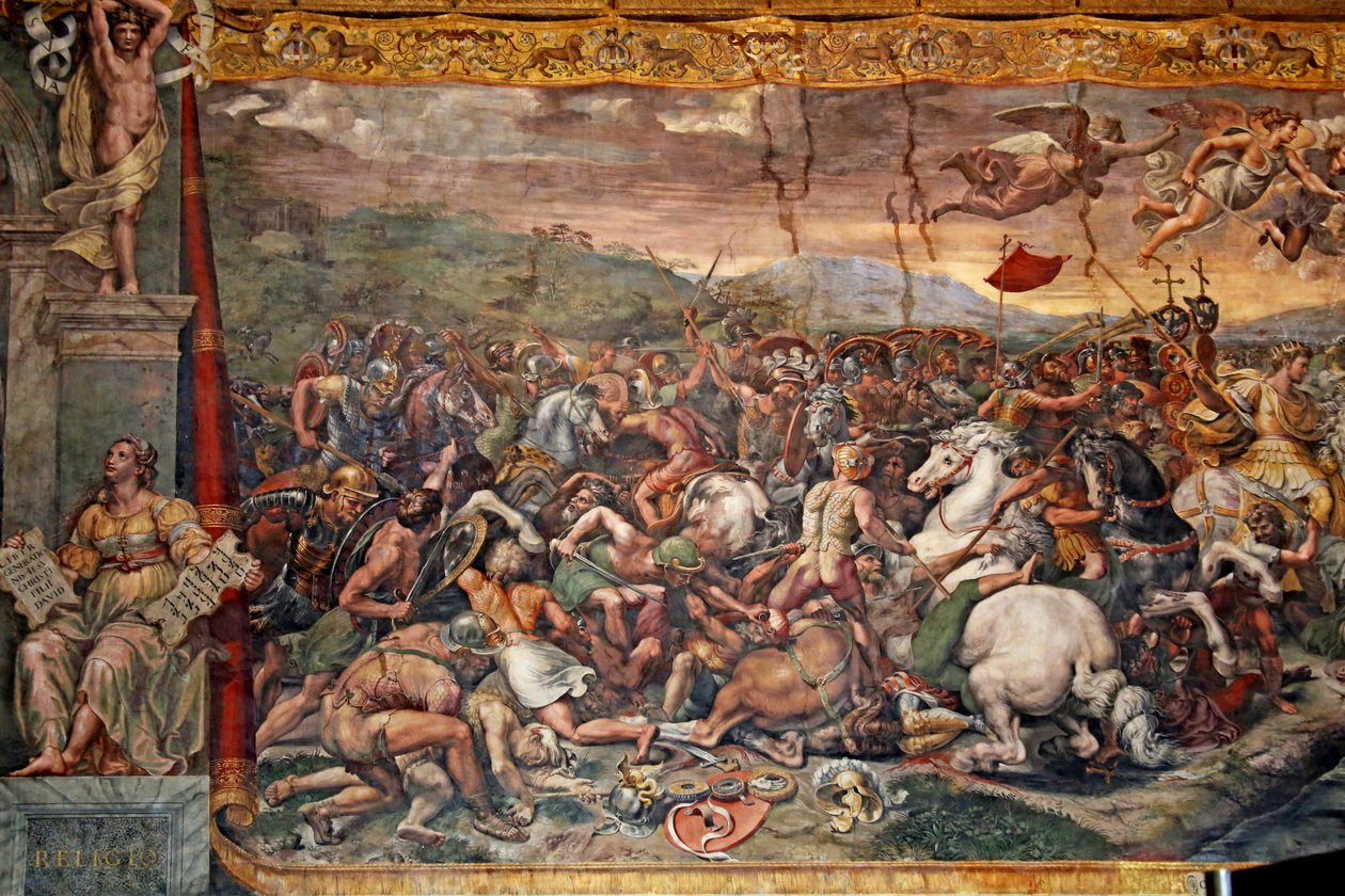 Slaget ved Milvian Bridge i Room of Constantine, 1517-24 av Giulio Romano