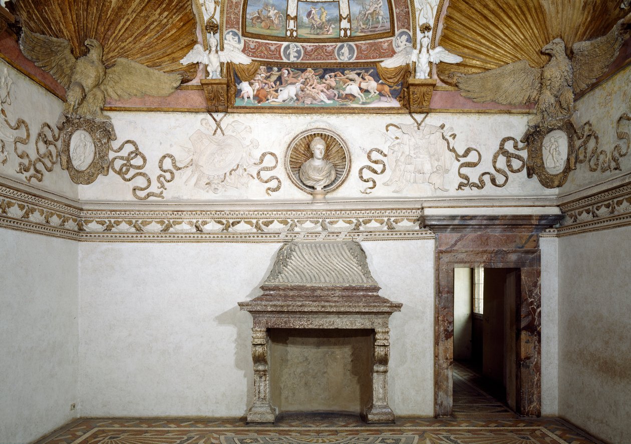 Utsikt over Camera delle Aquile, 1528 av Giulio Romano