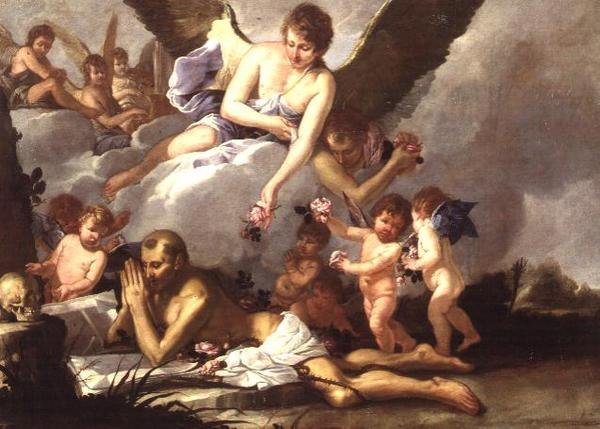 Selvmortifikasjonen til St.Francis av Giulio (attr. to) Carpioni