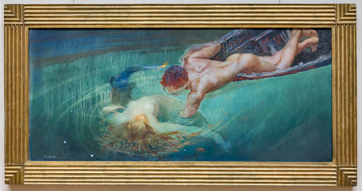 Mermaid or Green Abyss, ca. 1900 (olje på lerret) av Giulio Aristide Sartorio