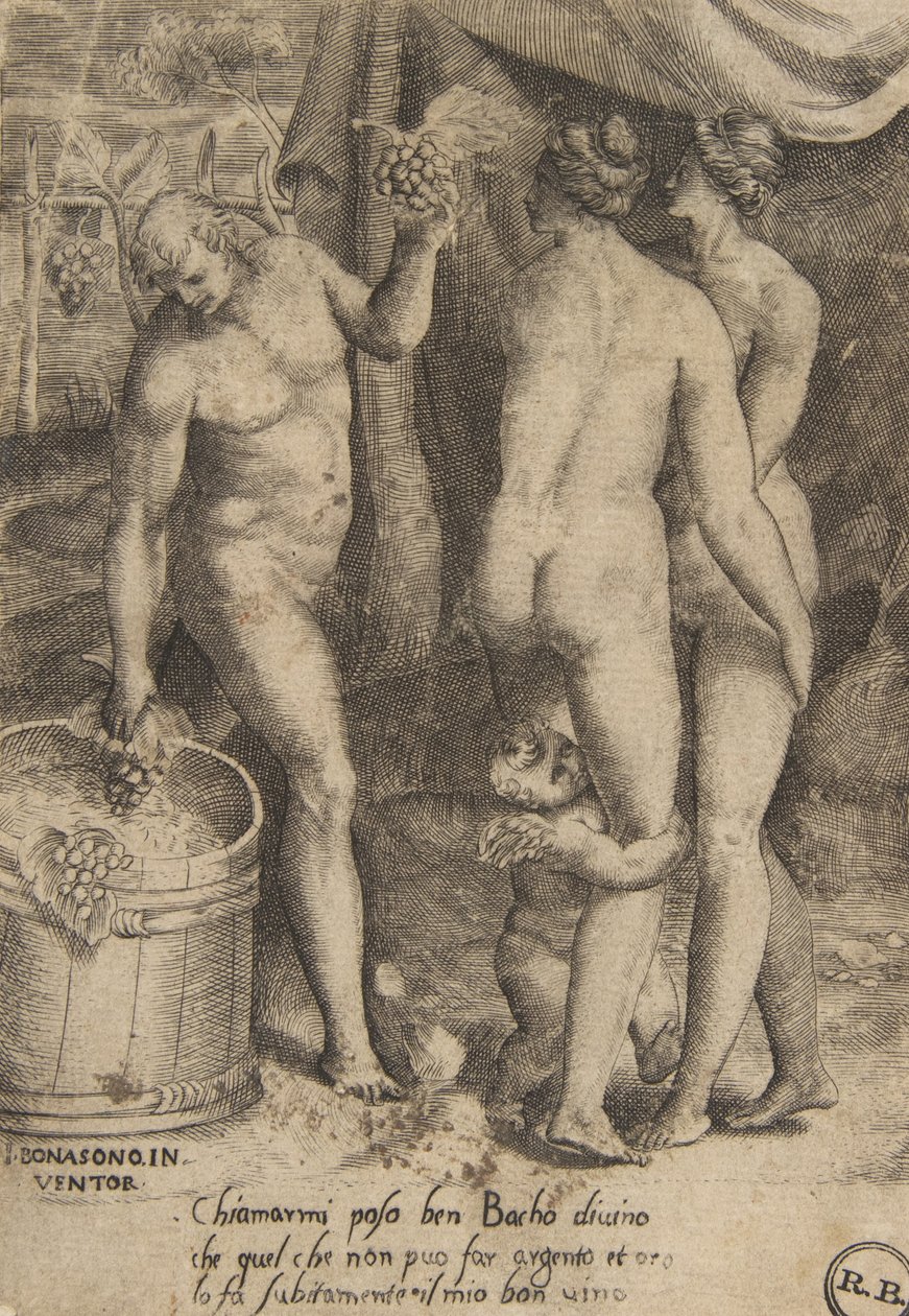 Bacchus gir druer til kvinner, fra 