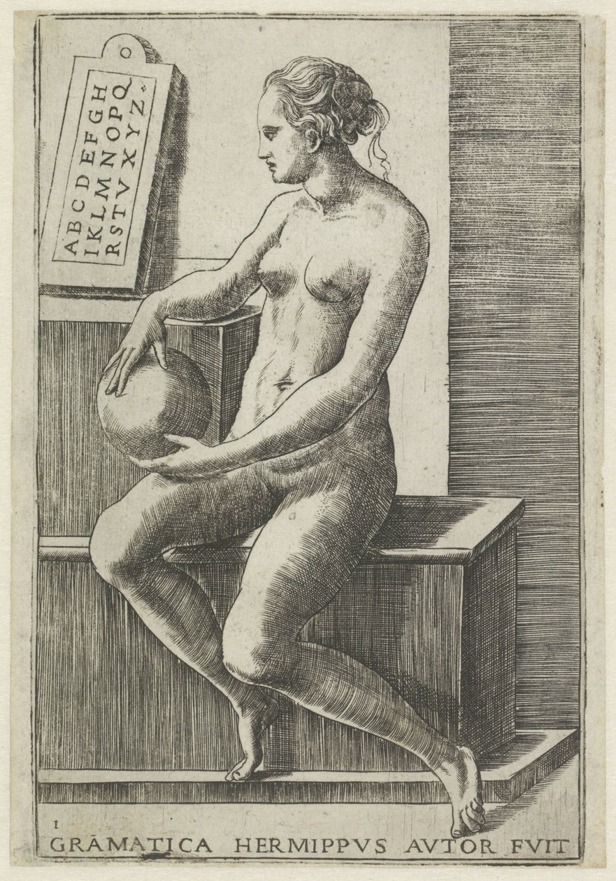 Grammatikk Grammatikk hermippus autor fuit (tittel på objekt) De syv liberale kunstene (serietittel) av Giulio Bonasone