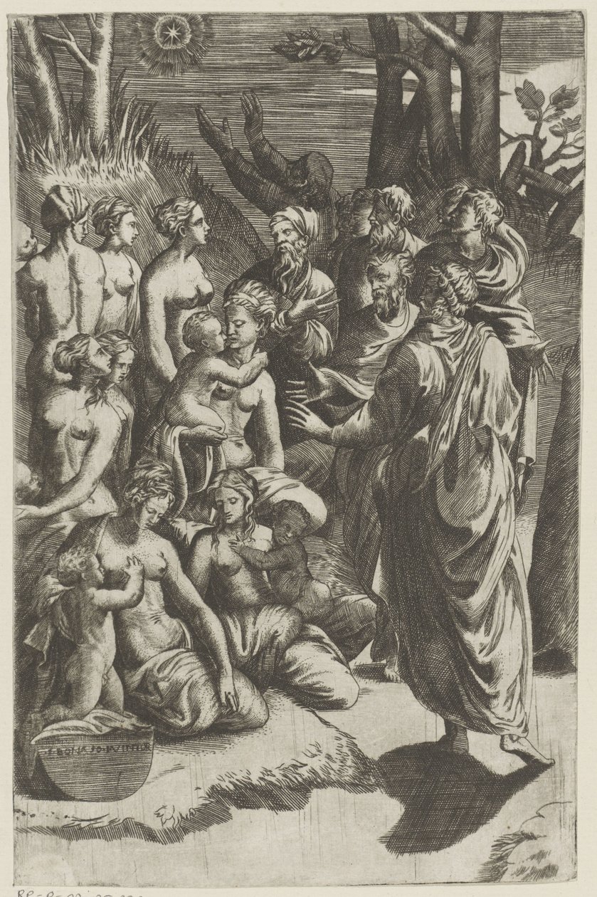 Gruppe med figurer under stjerne av Giulio Bonasone