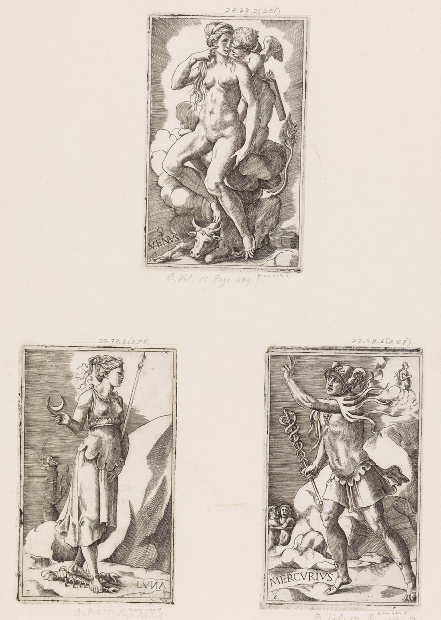 Mercurius, fra Planets, plate 6, 1530-70. av Giulio Bonasone