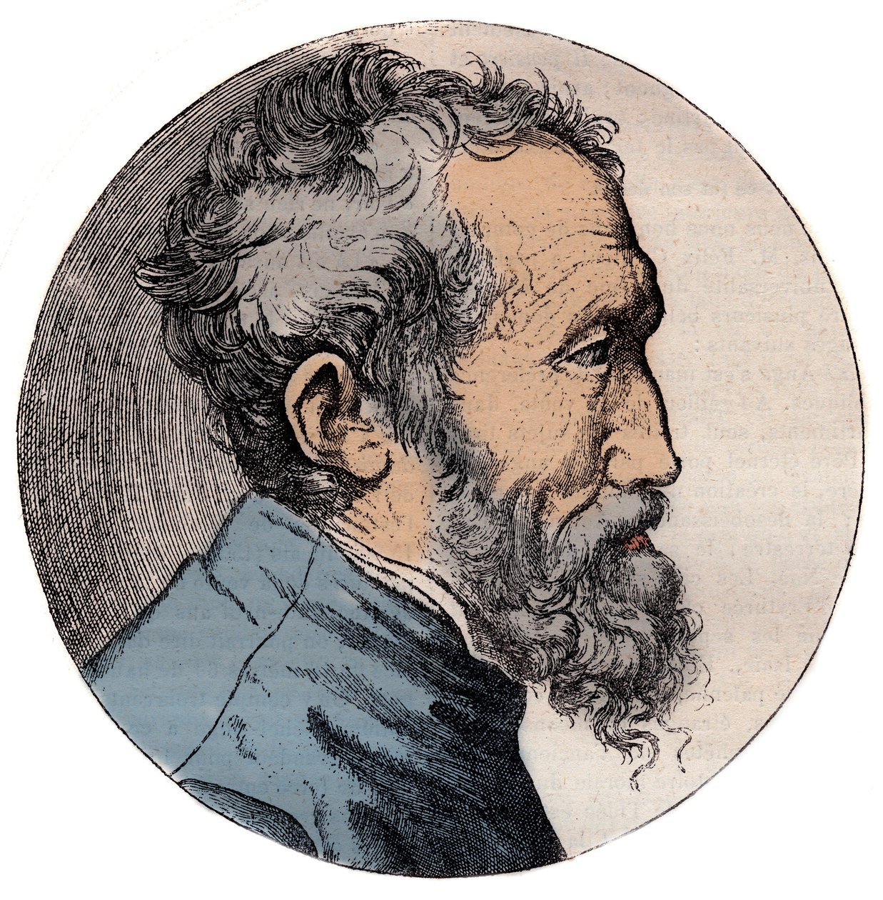 Portrett av Michelangelo Buonarroti italiensk billedhugger - Portrett av Michelangelo Buonarroti dit Michel Ange av Giulio Bonasone