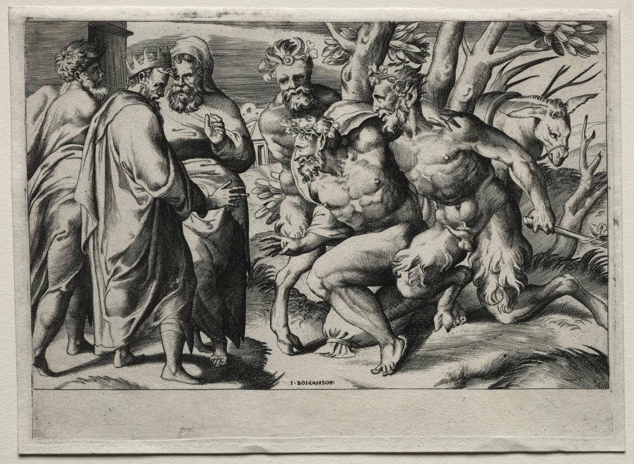 Silenus og kong Midas, midten av 1500-tallet. av Giulio Bonasone