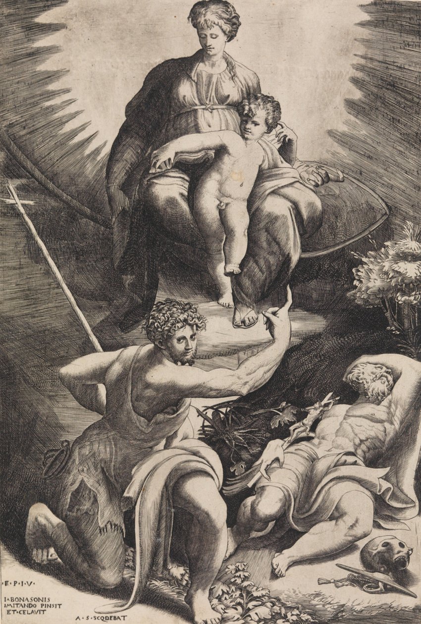 Visjonen om St. Hieronymus. av Giulio Bonasone