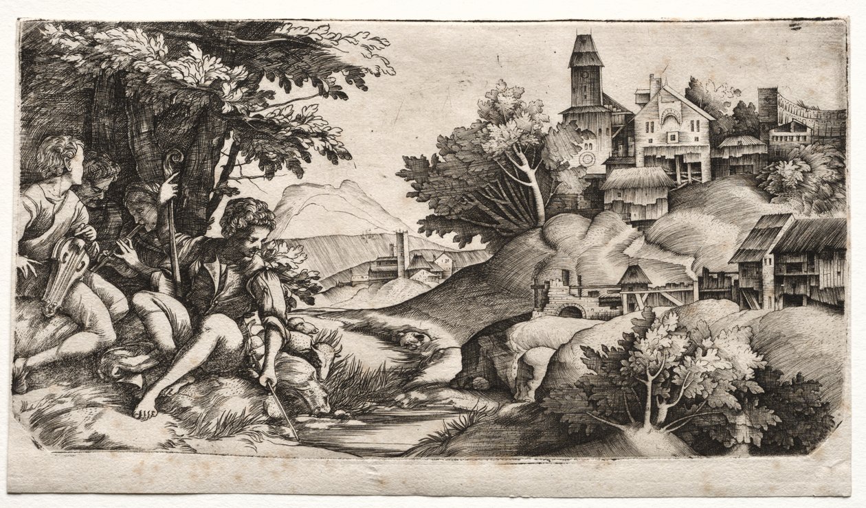 Hyrder i et landskap av Giulio Campagnola