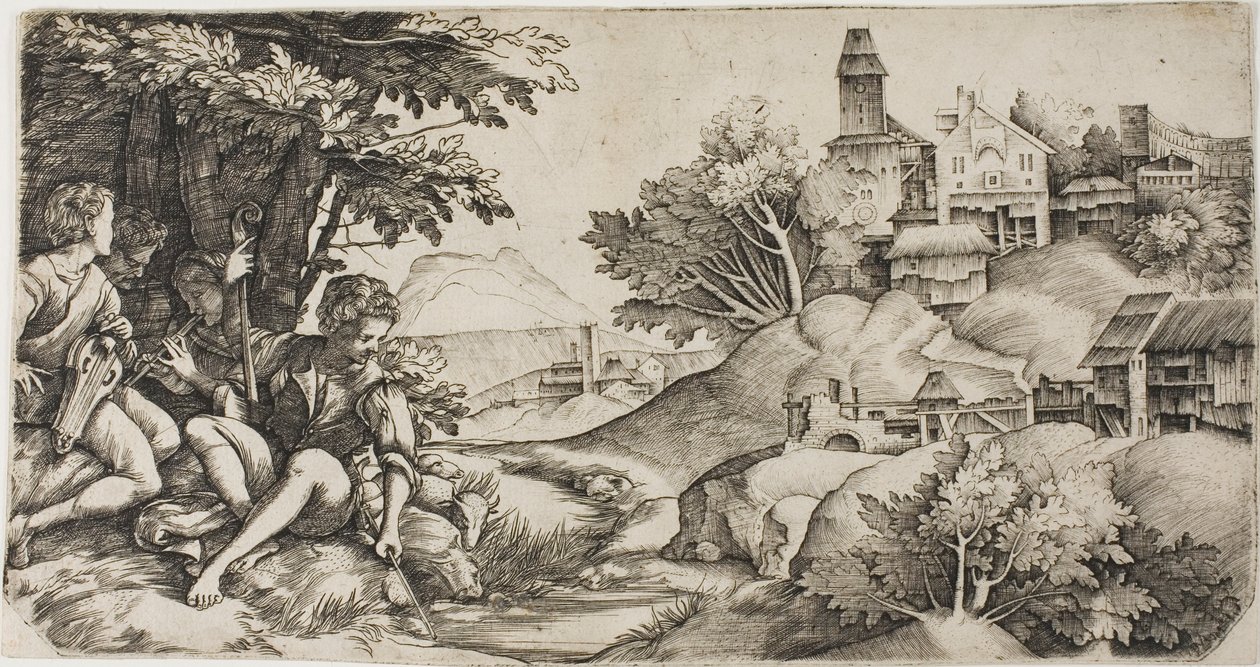 Hyrder i et landskap av Giulio Campagnola