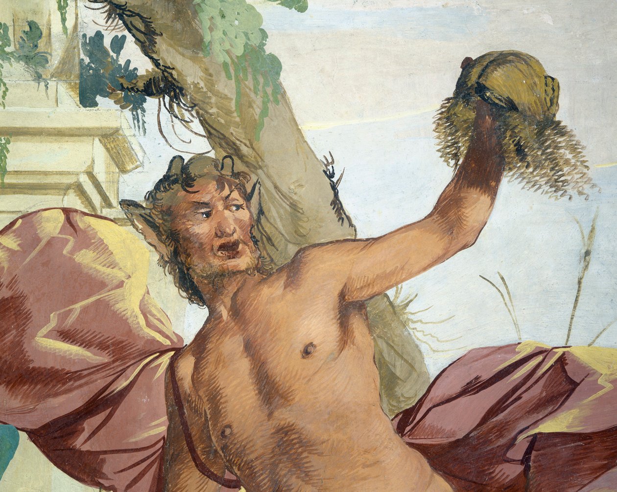 Nymfe Korsika jaget av Satyr som drar bort parykken hennes av Giulio Carpioni av Giulio Carpioni