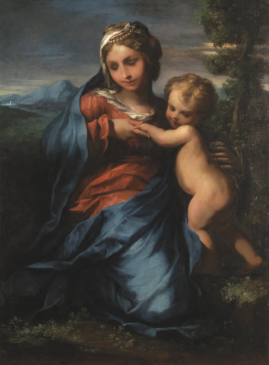 Jomfru og barn, ca.1600 av Giulio Cesare Amidano
