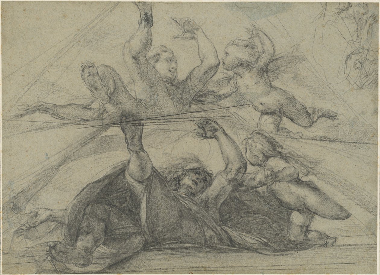 Takstudier av en profet og en putto sett nedenfra av Giulio Cesare Procaccini