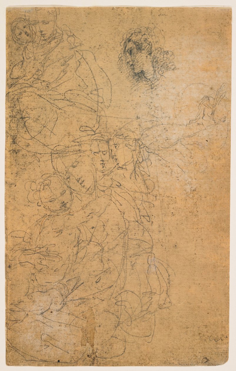 Studien der Madonna mit Kind (recto); Kniende Jungfrau (verso) av Giulio Cesare Procaccini