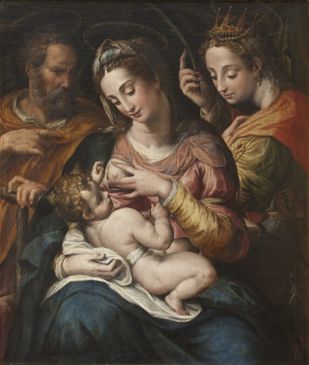 Den hellige familie med St Catherine, ca. 1600 av Giulio Cesare Procaccini