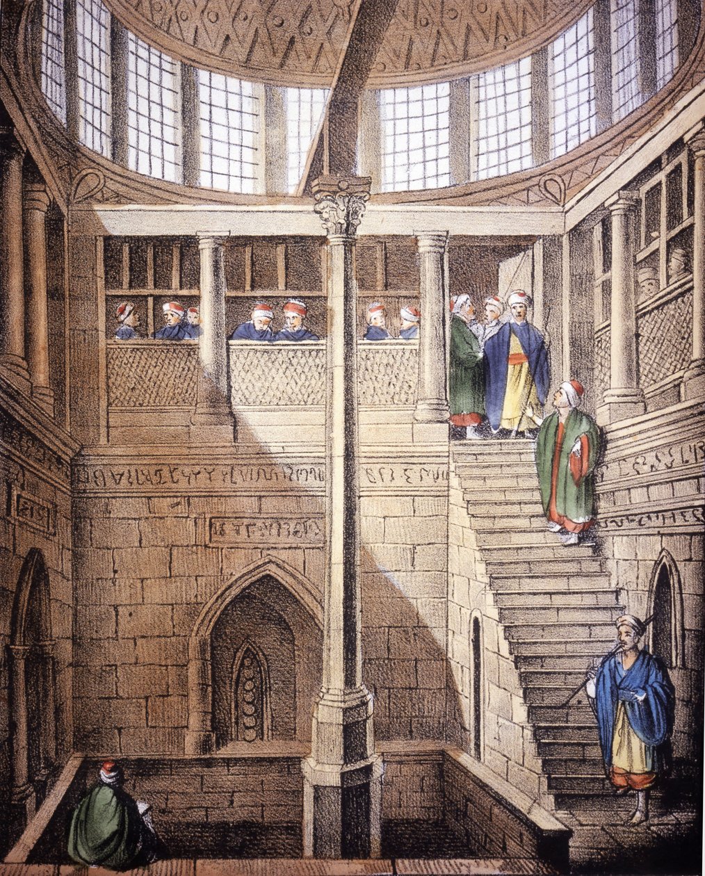 Nilometeren (mål på Nilens nivå i Egypt), -i "" den gamle og moderne drakten"", av Ferrario, Milano av Giulio Ferrario