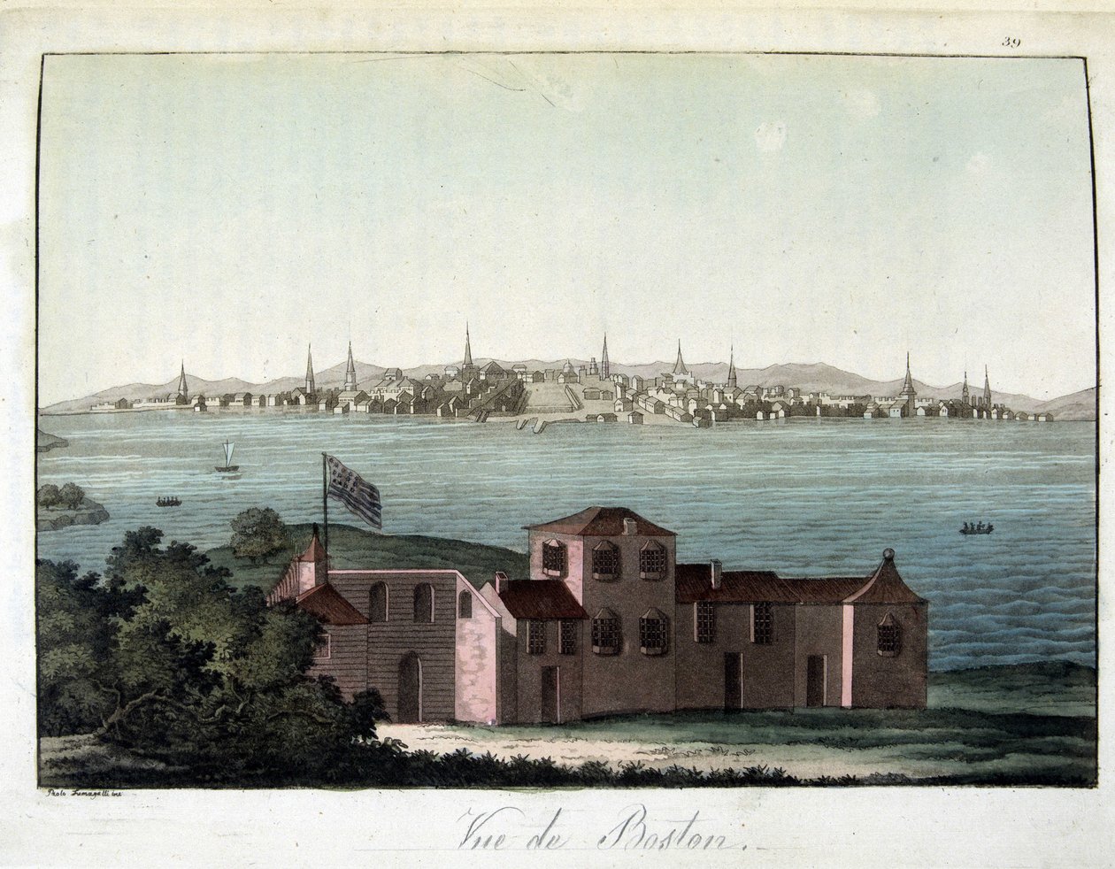 Utsikt over byen Boston - i "Det gamle og moderne kostymet" av Dr. Jules Ferrario, red. Milan av Giulio Ferrario