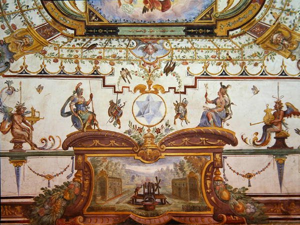 Takpanel fra Stanzino delle Matematiche (fresko med tempera) (se 254070 og 254072-3) av Giulio Parigi