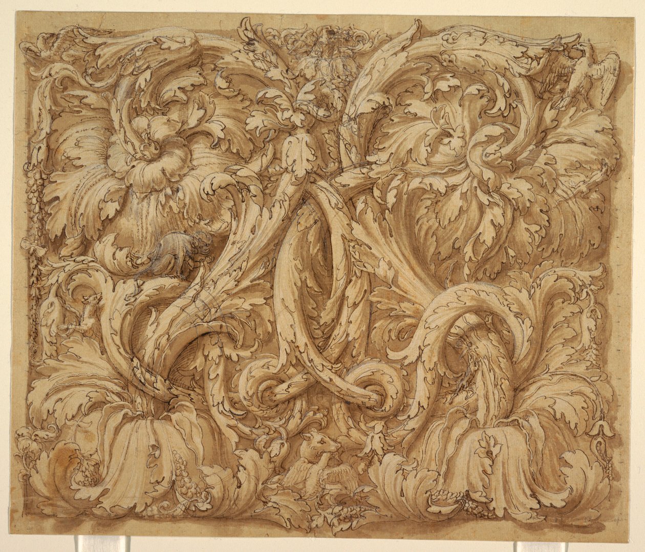 Design for Acanthus Rinceaux med dyr og fugler av Giulio Romano