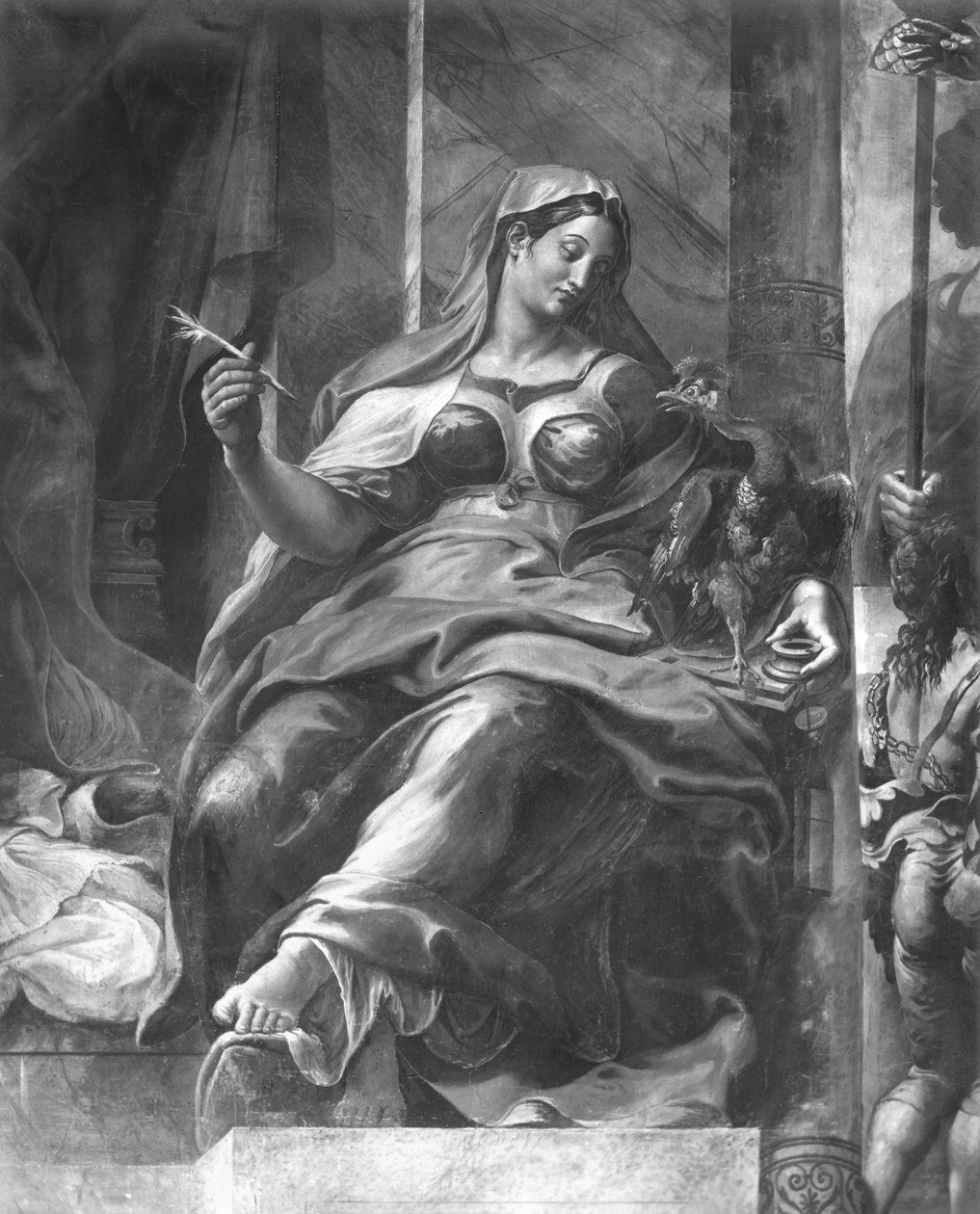 Eternity, en av to allegoriske skikkelser rundt St. Peter, Raphael Rooms (detalj) (se også 252790) av Giulio Romano