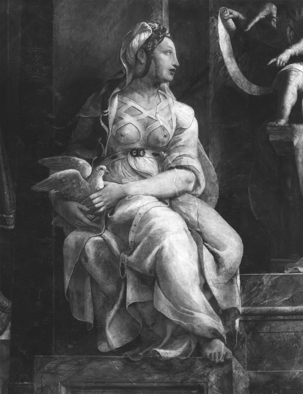 En av de to dydene rundt pave Leo I den store (ca. 390-461) Raphael Rooms (detalj) (se også 252779 og 252781) av Giulio Romano