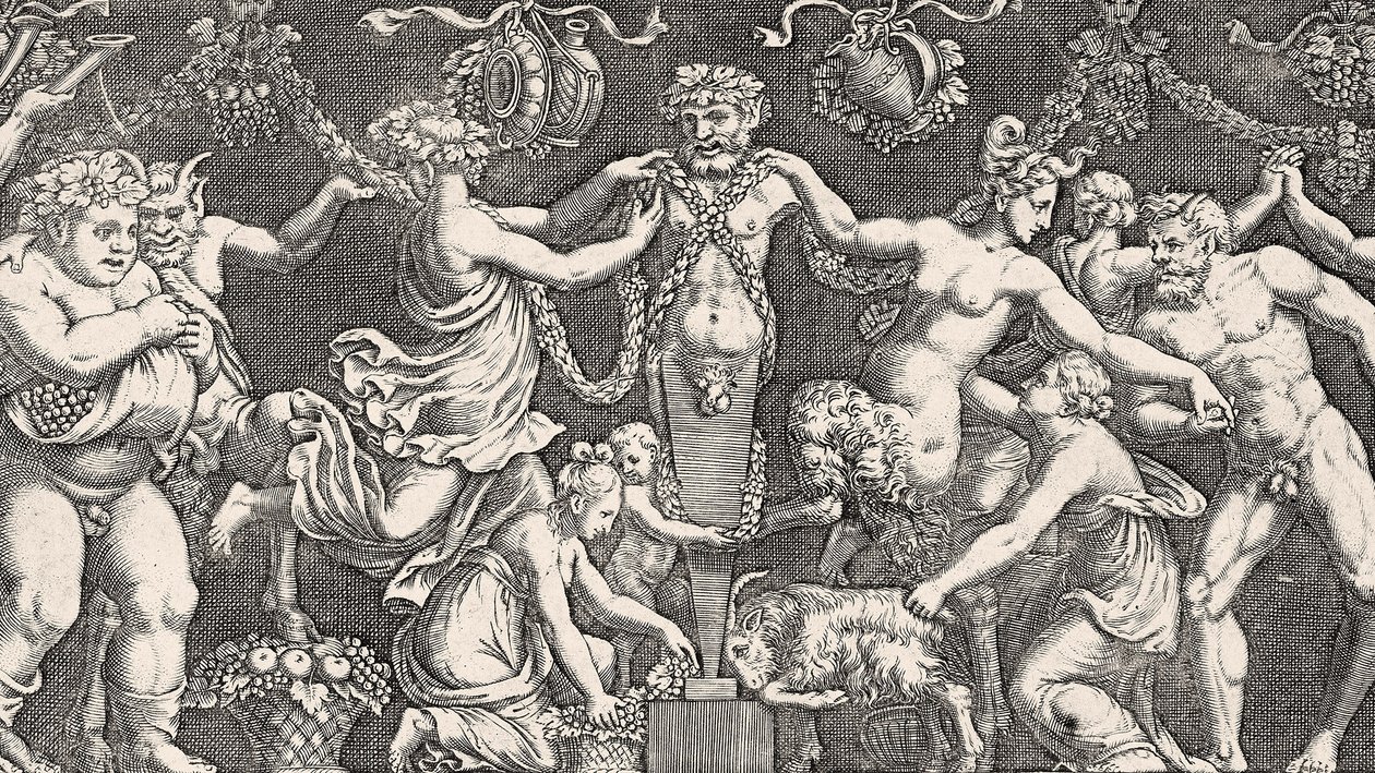 Offer til Priapus, ca. 1540 av Giulio Romano